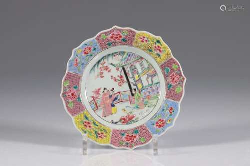 China plate decorated with characters in the 18th century ga...