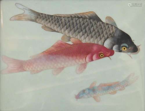 Japan porcelain and cloisonne plate "the carp"