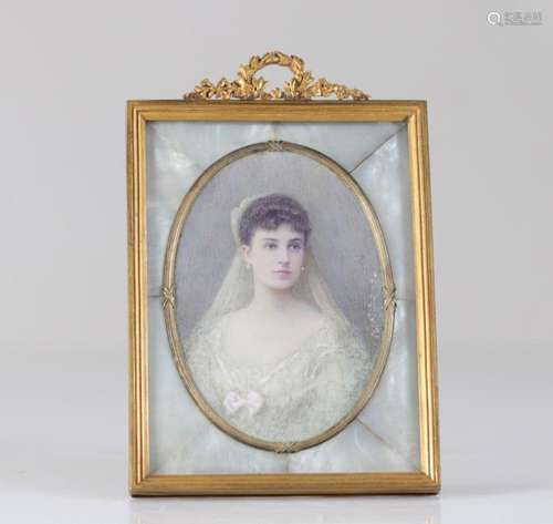 Miniature "young woman" painting in a beautiful br...