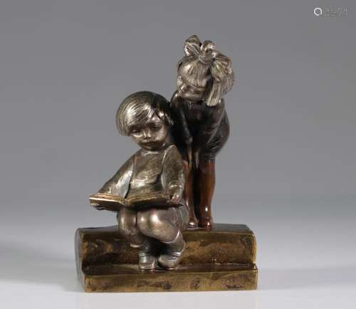 Alexandre KELETY (1874-1940) bronze "children reading&q...