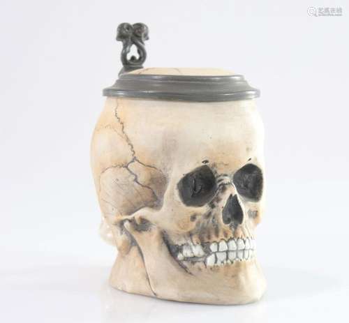 Tankard in the shape of a vanity skull circa 1900