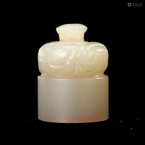 A WHITE JADE 'BEAST' SEAL