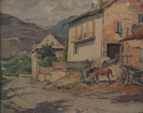 Oswald POREAU (1877-1955) oil on canvas "village view&q...