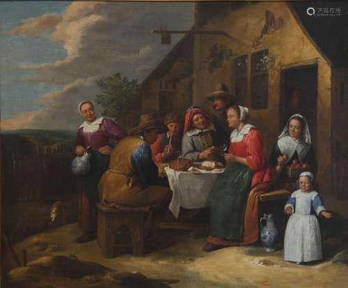 Gillis II VAN TILBURG (1615/35-c.1678) Oil "inn scene&q...