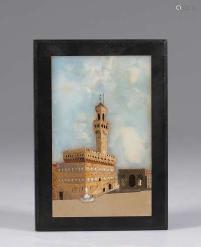 Italy plaque in stone marquetry 19th