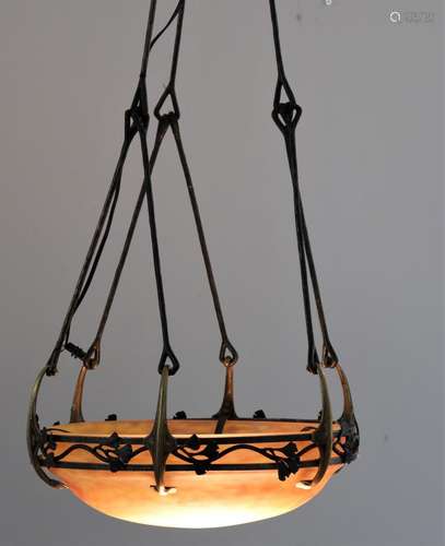 EDGARD BRANDT (1880-1960) and DAUM NANCY ceiling chandelier