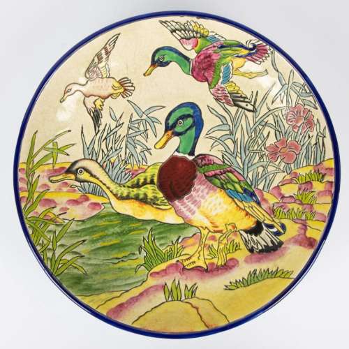 Emaux de Longwy plate late 19th century enamelled pottery