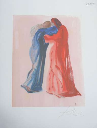 Salvador Dali. “Dante and Beatrice”. Lithograph on arches pa...