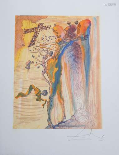 Salvador Dali. "The apparition of Dante's Great-Gre...