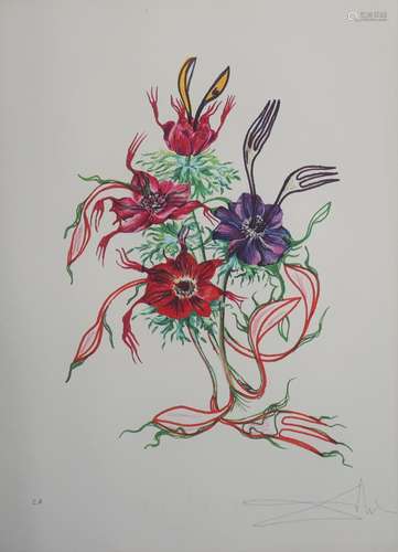 Salvador Dali. “Anemone per anti-pasti”. Color lithograph on...