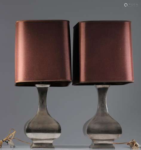 France - Pair of Maria Pergay baluster lamps - 1970s