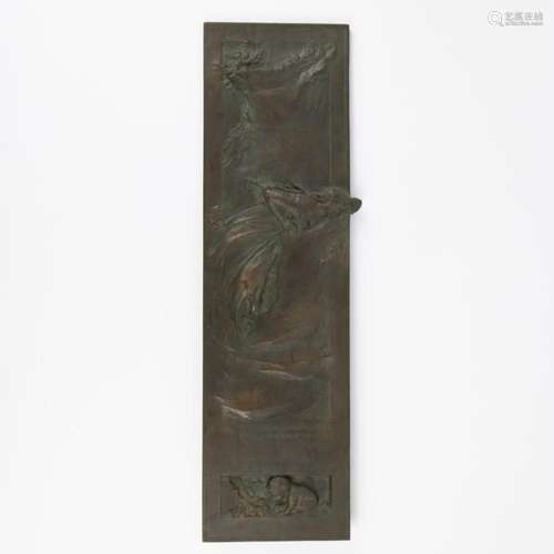 Art Nouveau bronze plaque Czechoslovakia