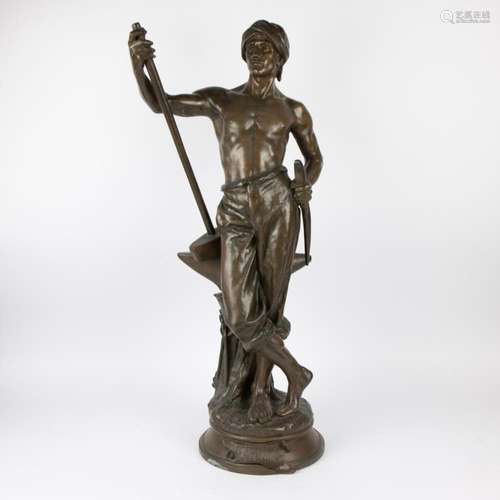 Statue in art bronze 'Le travail', signed