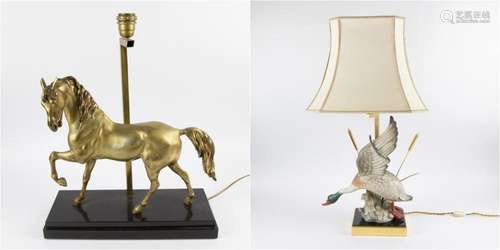 2 lampadaires from the 1970s gilded horses