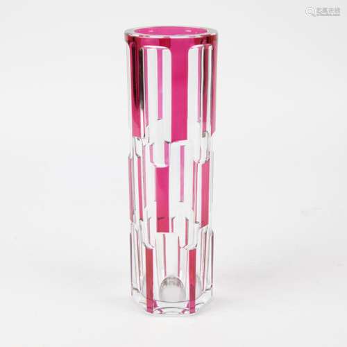 Val Saint Lambert Art Deco tube vase in colorless and mauve ...