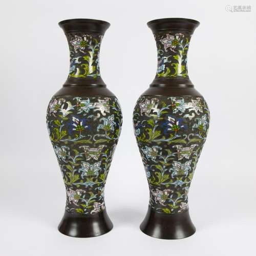 Pair of Japanese champlevé vases from the Meiji period