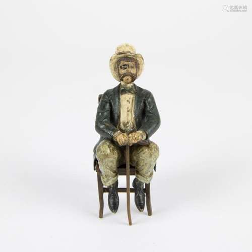 Viennese bronze Seated man with walking stick 1st half 20th ...