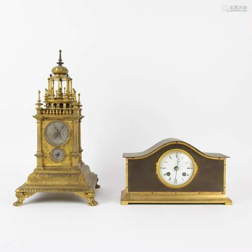 Heavy brass gilt mantel clock with silver plated dials, 2nd ...