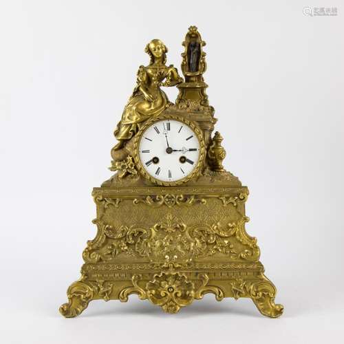 Bronze romantic mantel clock 19th century