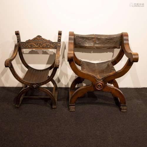 2 antique Dagobert armchairs