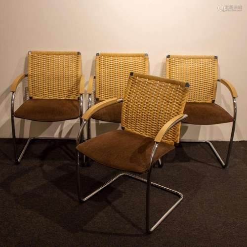 Collection of 4 Thonet armchairs, marked.