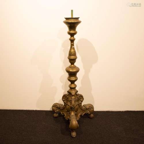 Large bronze church candlestick 19th century