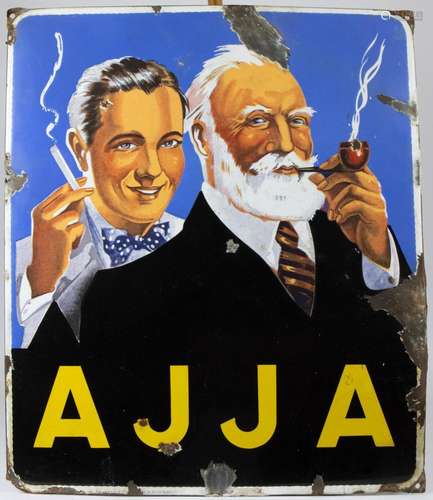 Enamelled advertising sign AJJA ca 1953