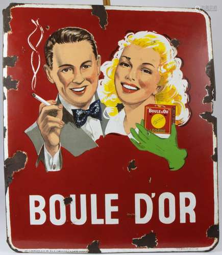 Enamelled advertising sign BOULE D'OR 1953