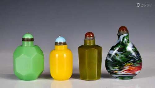 A Group of Four Peking Glass Snuff Bottles 1950-60