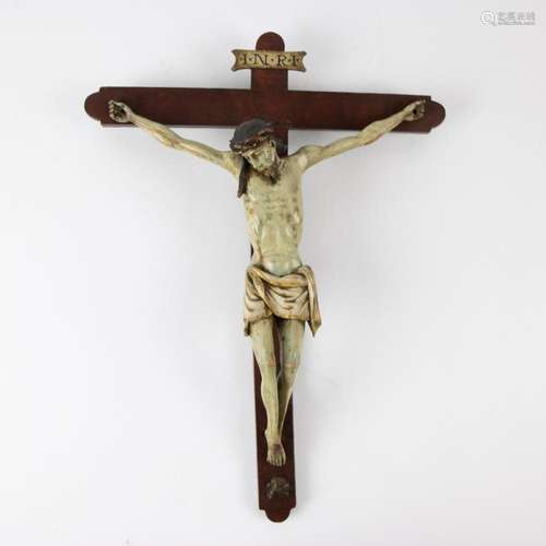 Wooden crucifix with polychromy