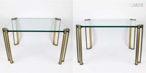 2 vintage side tables with glass top