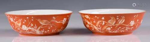 A Pair of Copper Red Bowl, Guangxu Mark &P