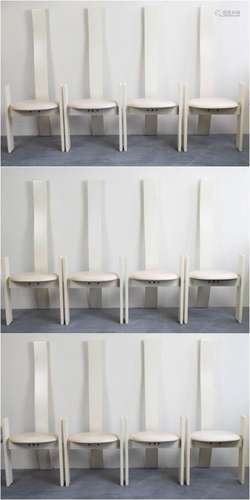 Lot of 12 white Vico Magistretti Golem dining chairs Poggi 1...