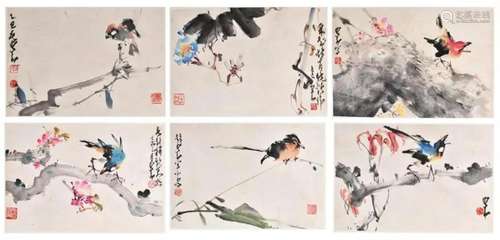 Zhao Shaoang (1905-1998) Bird, Group of Six