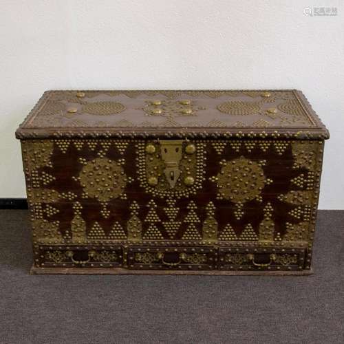 North African suitcase with 3 drawers finished with nail hea...