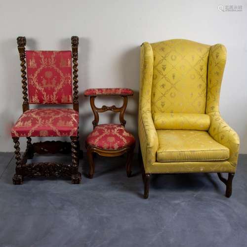 A fauteuil, castle chair with twisted legs and Louis Philipp...