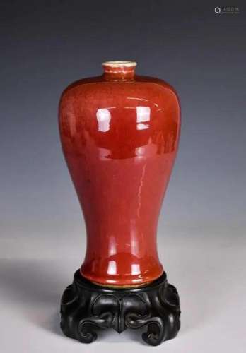 A Lang's Style Red Glazed Mei Vase Qing