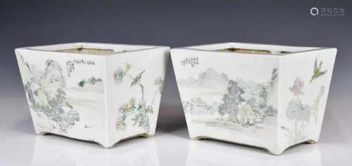A Pair of Qianjiang Flower Pots Late Qing