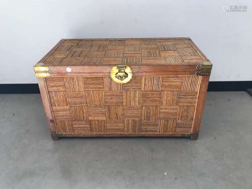 A mid 20th century Chinese bamboo and brass blanket chest, 9...