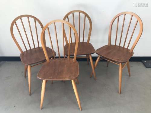 A set of four c1970s Ercol blond dining chairs