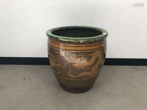 A second half 20th century Chinese stoneware planter, 49cm d...