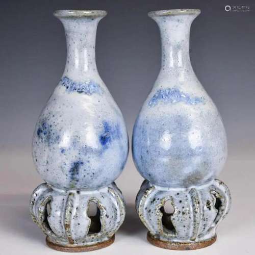 A Pair of Flambe Glazed Vases Qing