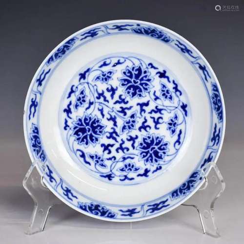 A Blue and White Lotus Dish Guangxu Mk & Period