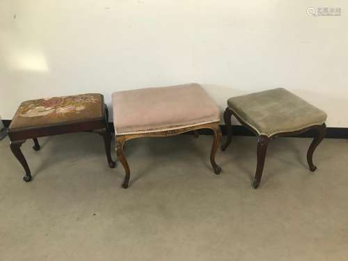 A group of three Victorian and later footstools, with uphols...