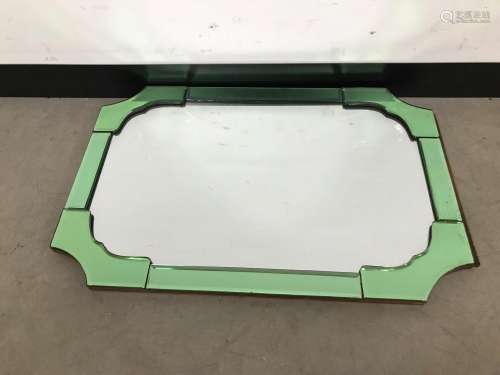 An Art Deco period green glass and mirror wall mirror, 67cm ...