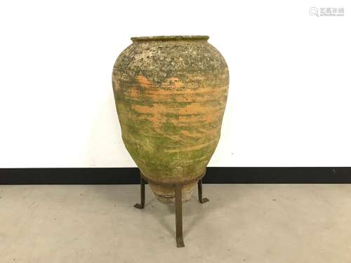 A second half 20th century terracotta plant pot, AF, cracked...