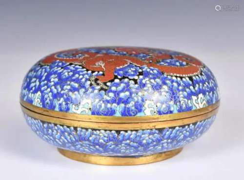 A Cloisonne Dragon Cover Box 19thC