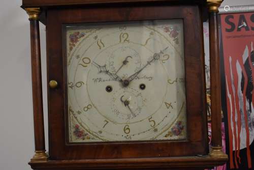 An 18th Century and later mixed wood longcase clock, repaint...