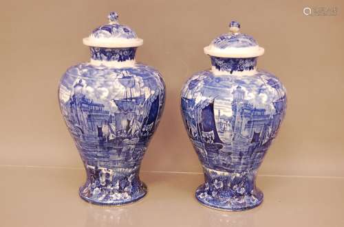 A pair of late 19th century Wedgwood pottery Ferrara pattern...