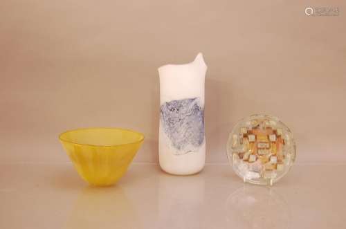 Three items of studio glass, comprising a bowl by Lara Aldri...